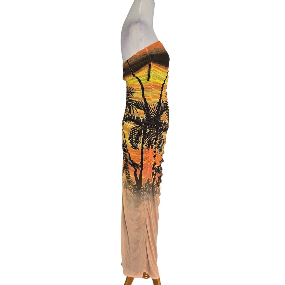 NWT AFRM Marlo Sunrise Tube Dress Strapless Mesh Miami Tropical Women Medium - Picture 3 of 11